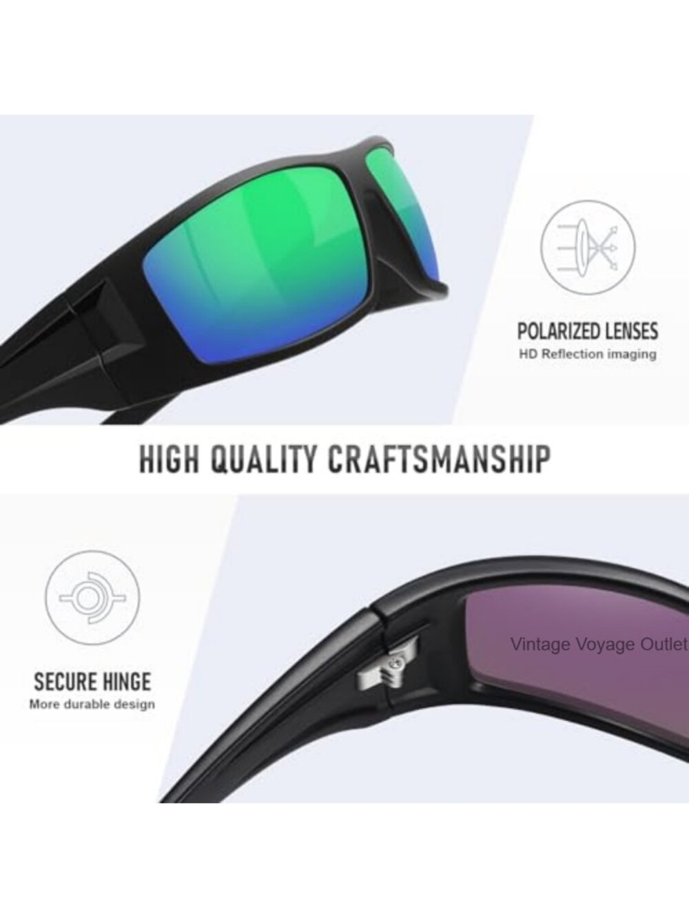 Polarized Sports Sunglasses with UV400 Protection for Driving Fishing - Picture 5 of 6